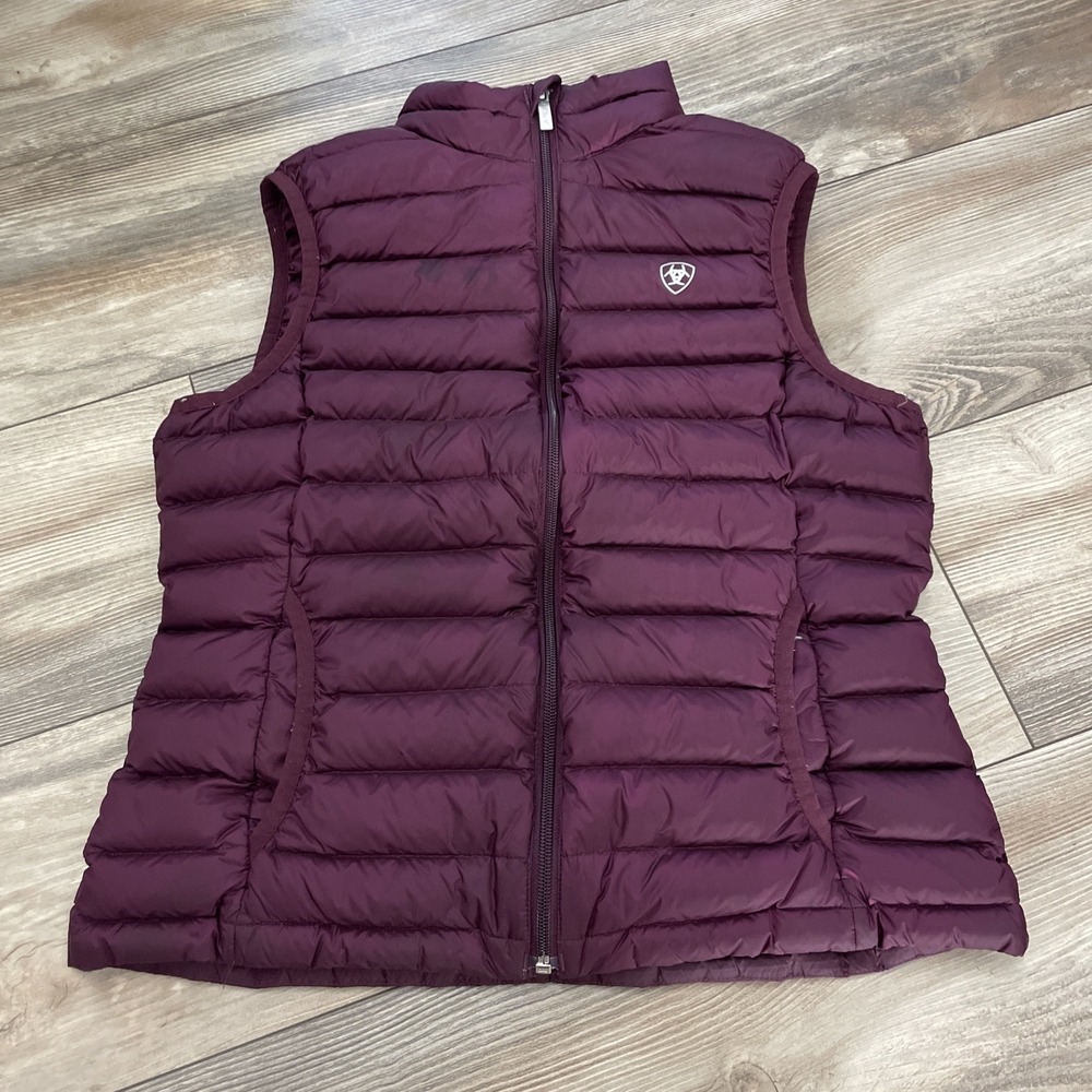 Ariat Ideal Down Vest Womens M Purple Quilted Packable Puffer Insulated Warm